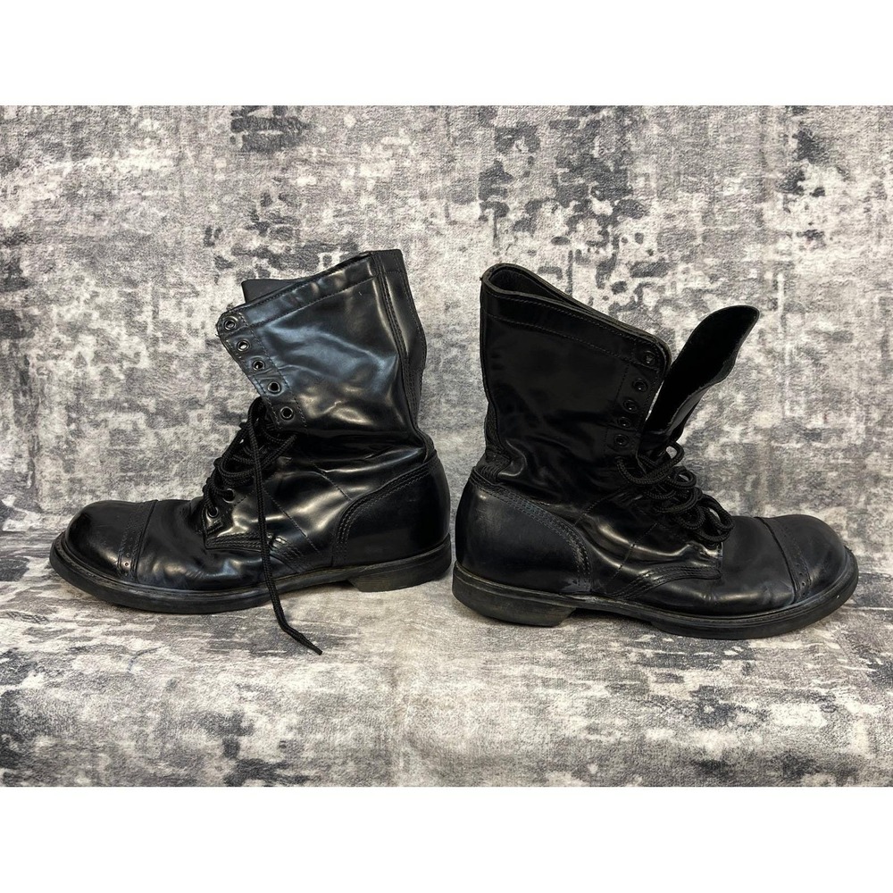 Vtg HH Double H Mens 10 Black Paratrooper Airborne Jump Boot Brogue Grunge Punk